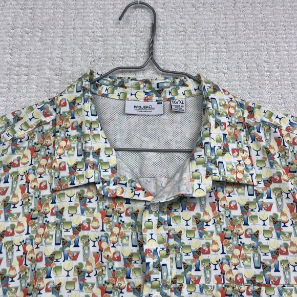 Projek Raw Shirt Mens XL Cocktails Drink AOP Summer Party Light Breathable - Picture 2 of 12